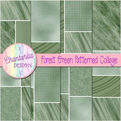 Free forest green patterned collage digital papers