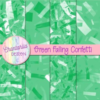 Free green falling confetti digital papers
