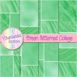 Free green patterned collage digital papers