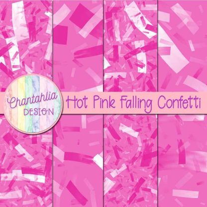 Free hot pink falling confetti digital papers