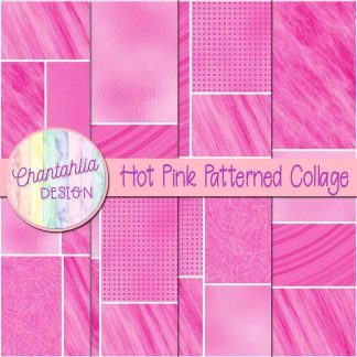 Free hot pink patterned collage digital papers