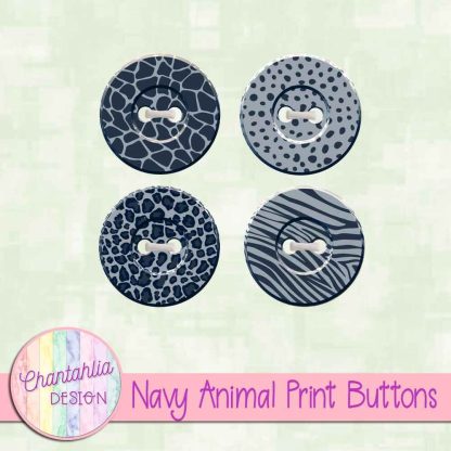 Free navy animal print buttons