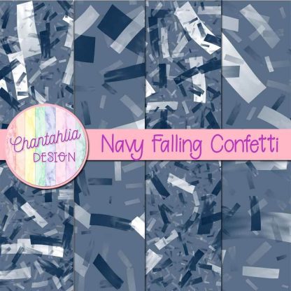 Free navy falling confetti digital papers