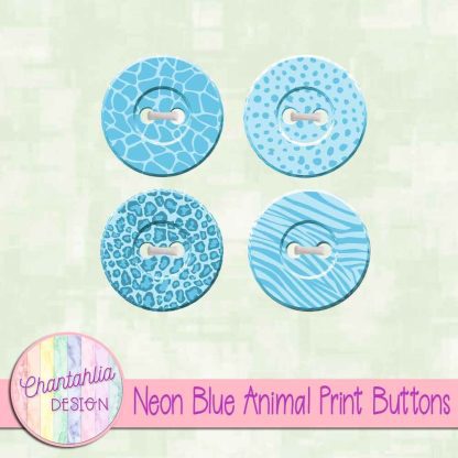 Free neon blue animal print buttons