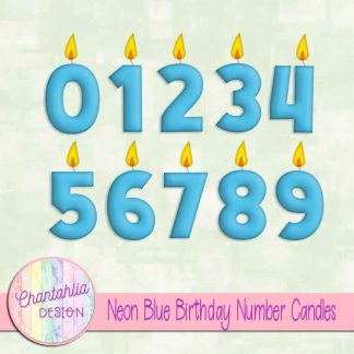Free neon blue birthday number candles