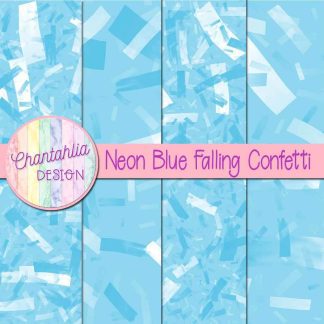 Free neon blue falling confetti digital papers