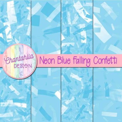 Free neon blue falling confetti digital papers