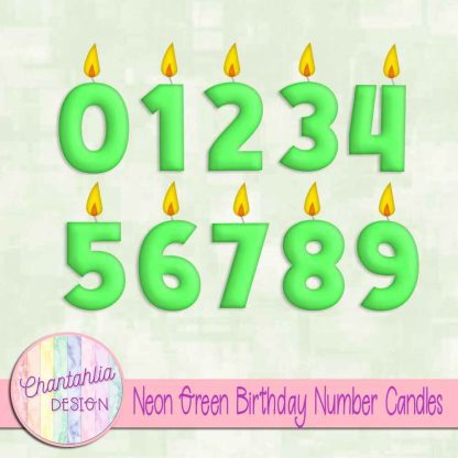 Free neon green birthday number candles