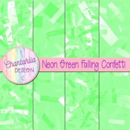 Free neon green falling confetti digital papers