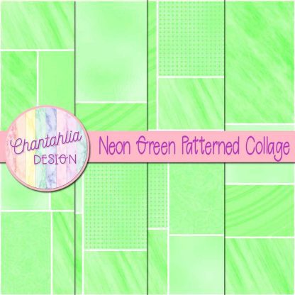 Free neon green patterned collage digital papers