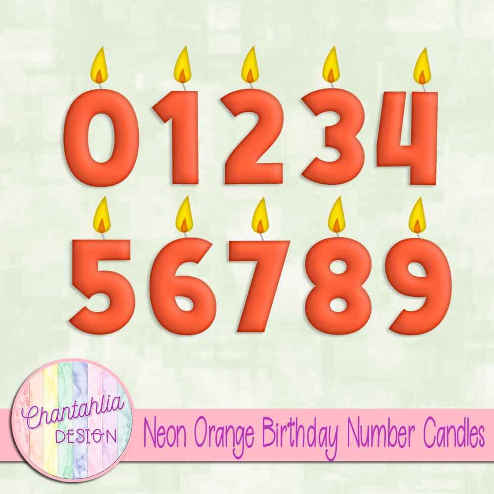 Neon Orange Birthday Number Candles