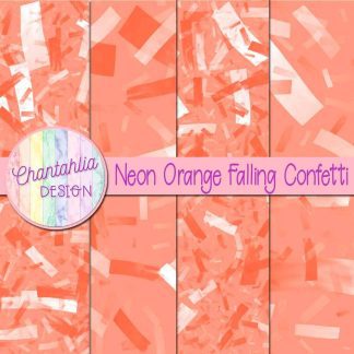 Free neon orange falling confetti digital papers