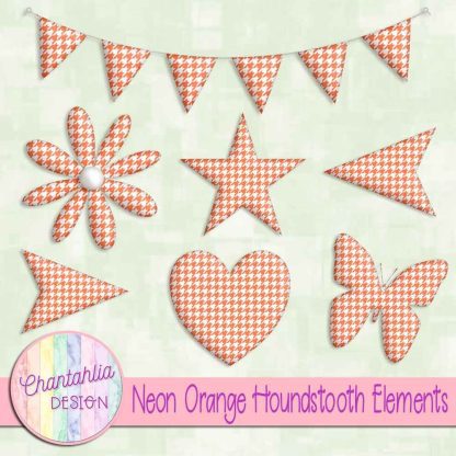 Free neon orange houndstooth design elements