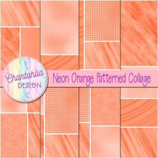 Free neon orange patterned collage digital papers