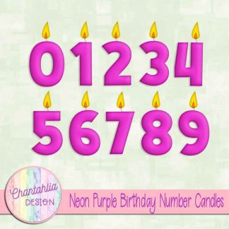 Free neon purple birthday number candles