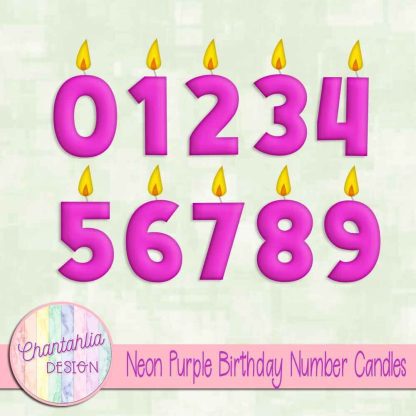 Free neon purple birthday number candles