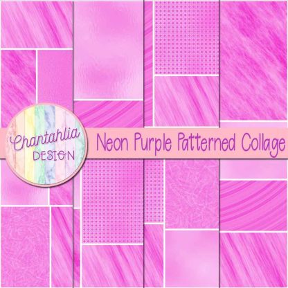 Free neon purple patterned collage digital papers