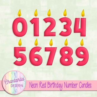 Free neon red birthday number candles