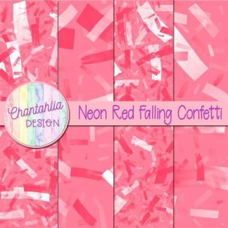 Free neon red falling confetti digital papers