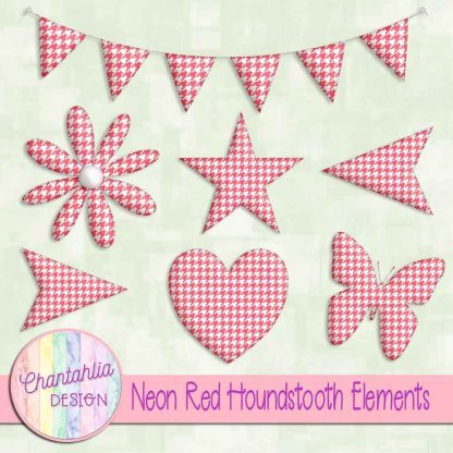 Free neon red houndstooth design elements