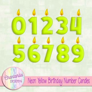 Free neon yellow birthday number candles