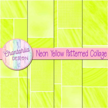 Free neon yellow patterned collage digital papers