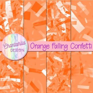 Free orange falling confetti digital papers