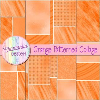 Free orange patterned collage digital papers