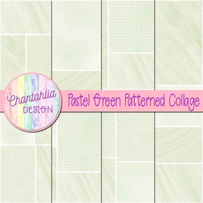 Free pastel green patterned collage digital papers