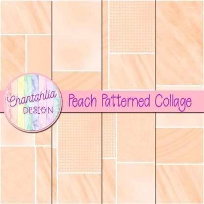 Free peach patterned collage digital papers