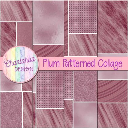 Free plum patterned collage digital papers