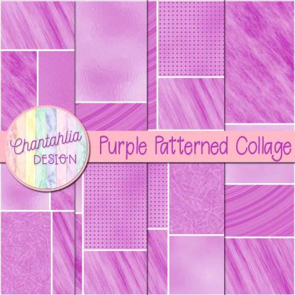 Free purple patterned collage digital papers