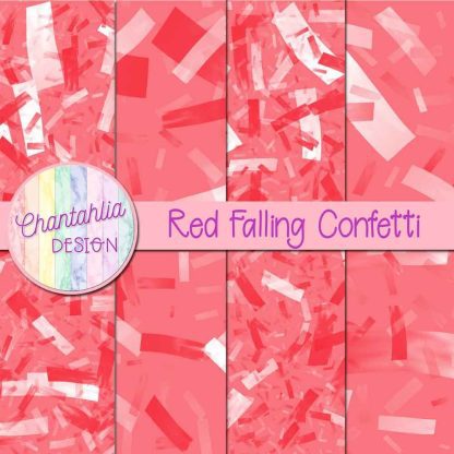 Free red falling confetti digital papers