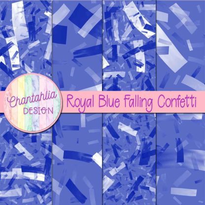 Free royal blue falling confetti digital papers