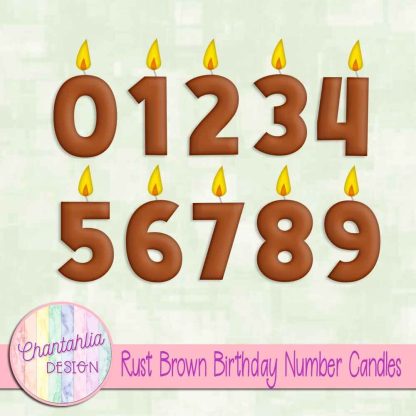 Free rust brown birthday number candles