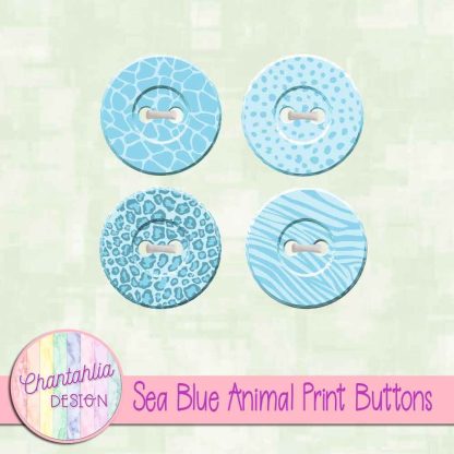 Free sea blue animal print buttons