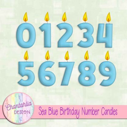 Free sea blue birthday number candles