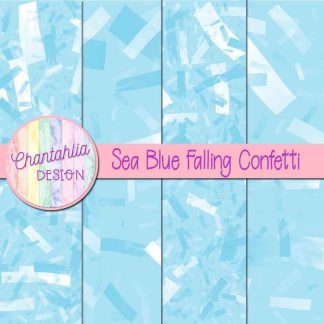 Free sea blue falling confetti digital papers