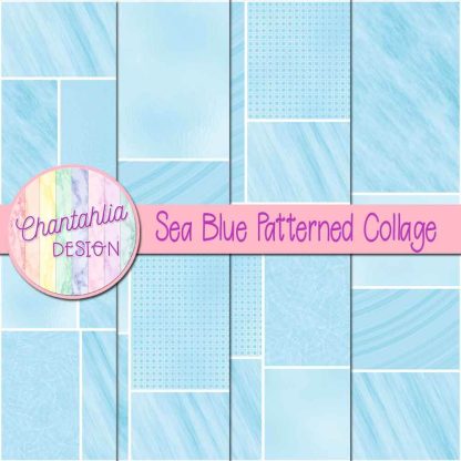 Free sea blue patterned collage digital papers