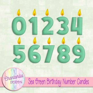 Free sea green birthday number candles