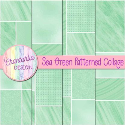 Free sea green patterned collage digital papers