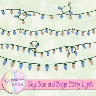 Free sky blue and beige string lights