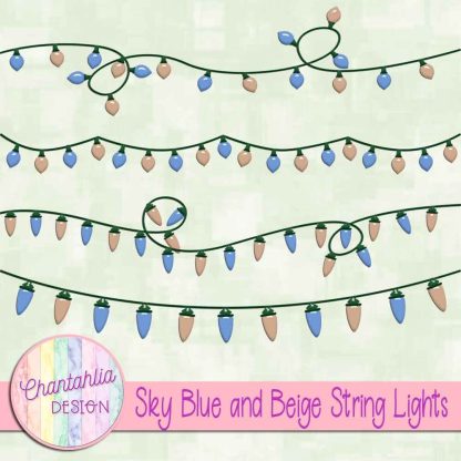 Free sky blue and beige string lights