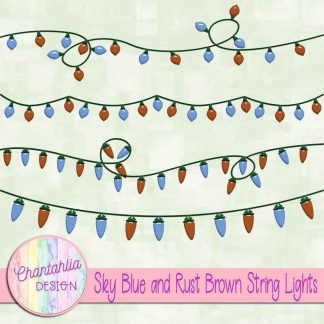 Free sky blue and rust brown string lights