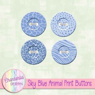 Free sky blue animal print buttons