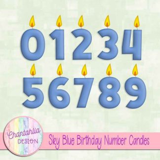 Free sky blue birthday number candles
