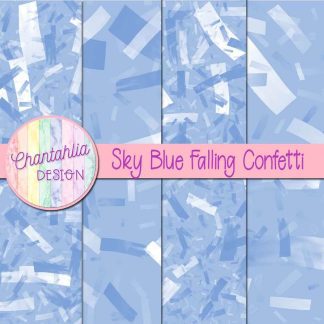 Free sky blue falling confetti digital papers