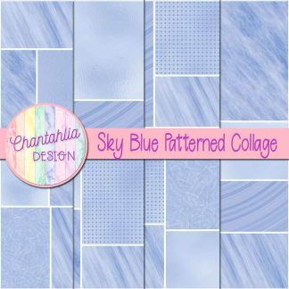 Free sky blue patterned collage digital papers