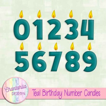 Free teal birthday number candles