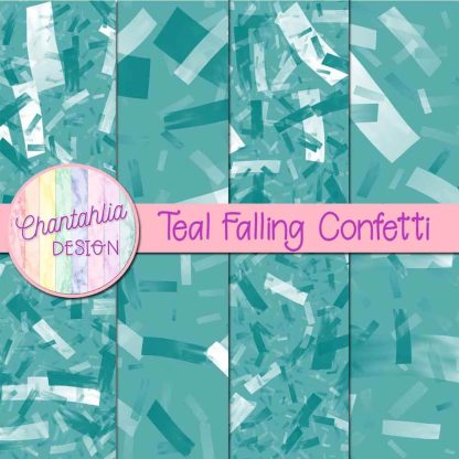 Free teal falling confetti digital papers